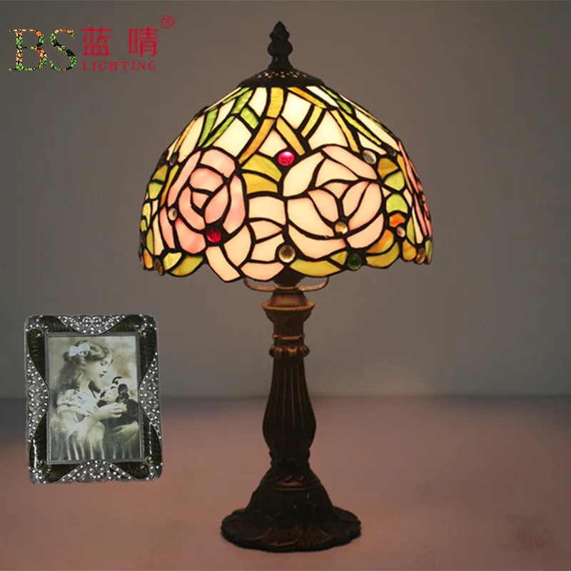 

Dragonfly Stained Glass Lampshade Tiffany Table Lamp Country Style Bedside Lamp E27 110-240V