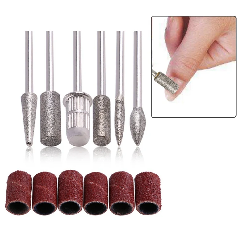 

Professional 6Pcs Nail Drill Bits File Grinding Head Set Electric Nail Machine Gold Coated Carbide Manicure Care Tools Kits