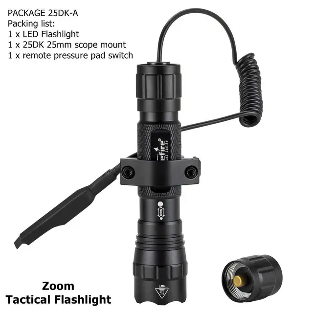Tactical Ｗhite LED Hunting Flashlight Weapon Gun Light Rifle Scope Mount Switch 