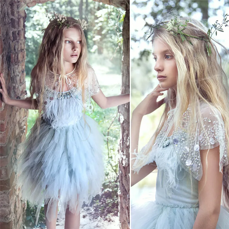Summer-Foreign-Trade-Exploded-Girl-Swan-Feather-Drill-Sequins-Nail-Pearl-Dress-Girls-Birthday-Wedding-Performance (2)