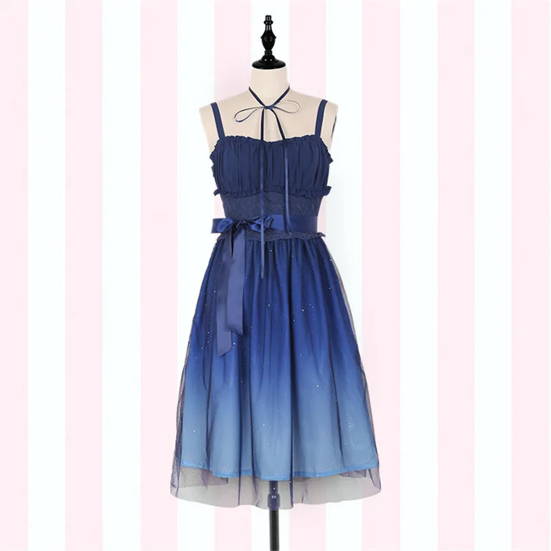 JSK/японские модные платья для выпускного вечера; длинное платье в стиле Лолиты; милое летнее платье феи Kawaii; кружевное праздничное платье принцессы; великолепное длинное платье для девочек - Цвет: Short Dress