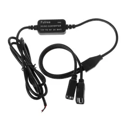 Автомобиль Зарядное устройство Dual USB гнездовой разъем 12 В до 5 В 3A DC Питание конвертер для DVR