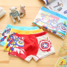 Трусы для мальчиков с героями мультфильмов; трусы «Капитан Америка» из органического хлопка; детские короткие трусы-боксеры; размеры S-M-L-XL-XXL; 3 шт./лот