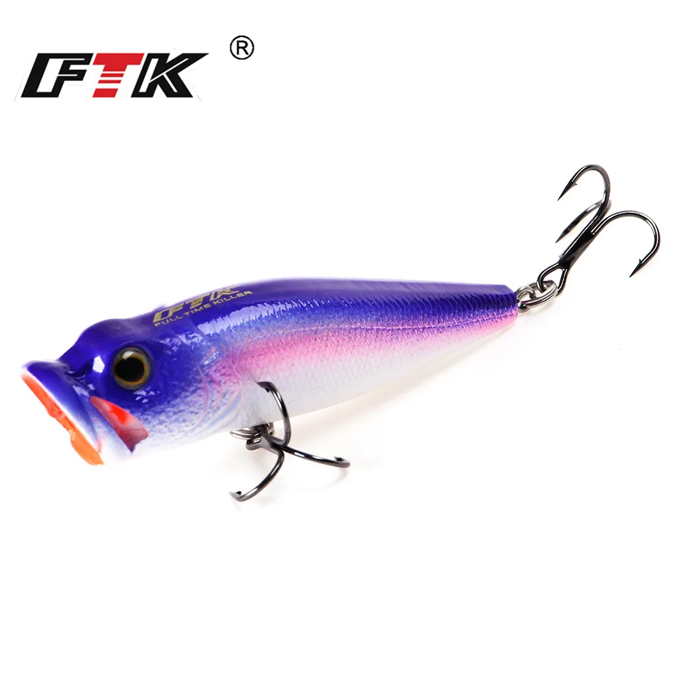 

FTK 1pc Fishing Lure 65mm 6g Popper Frog Lure Swimbait Floating Wobblers Minnow Bass Bait Plug Jigging Lure Fishing Tackle