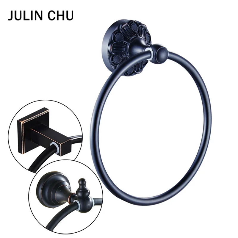 Black Towel Ring Holder Vintage Wall Mounted Brass Antique Round Towels