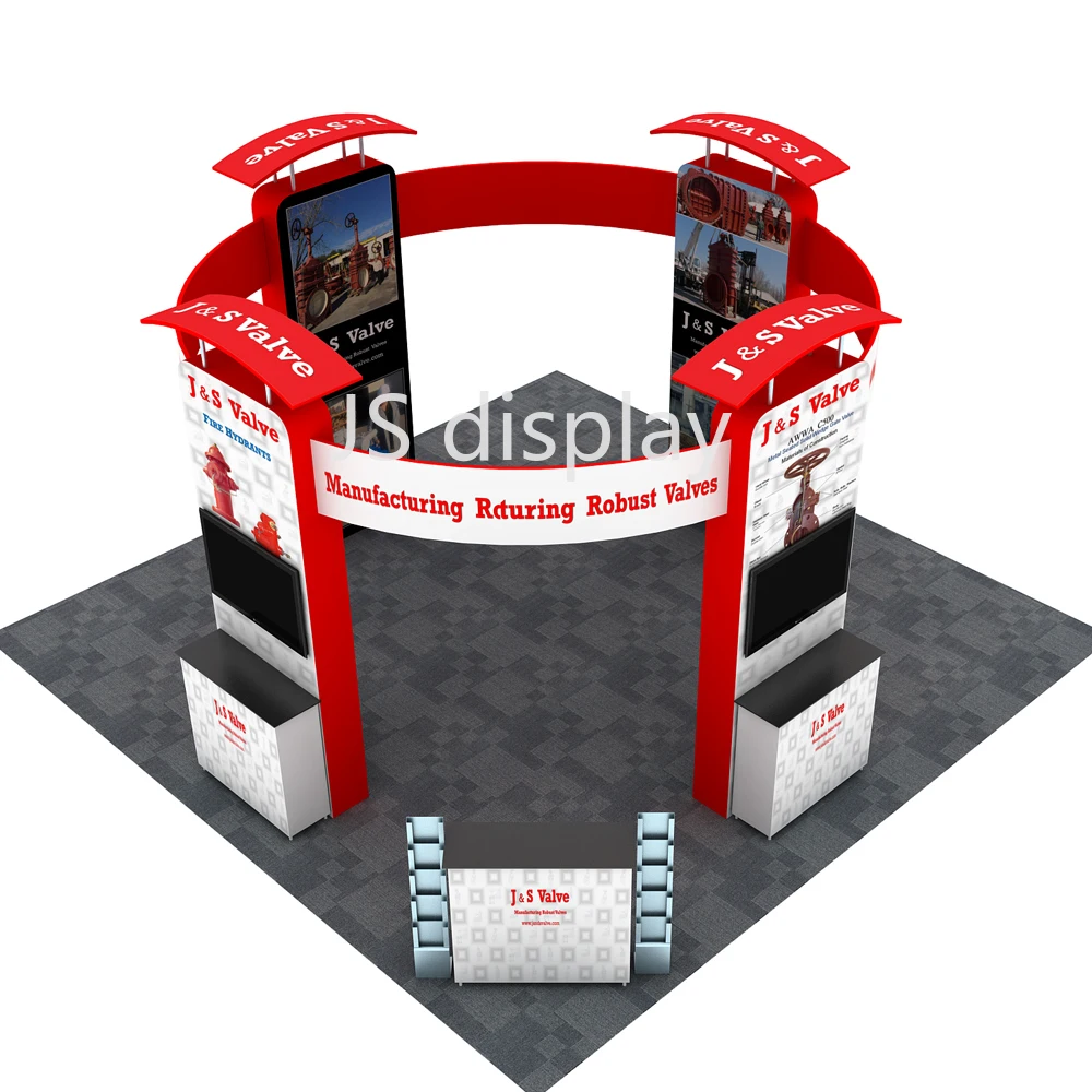 

20ft portable trade show display booth system with Podiums lights TV brackets