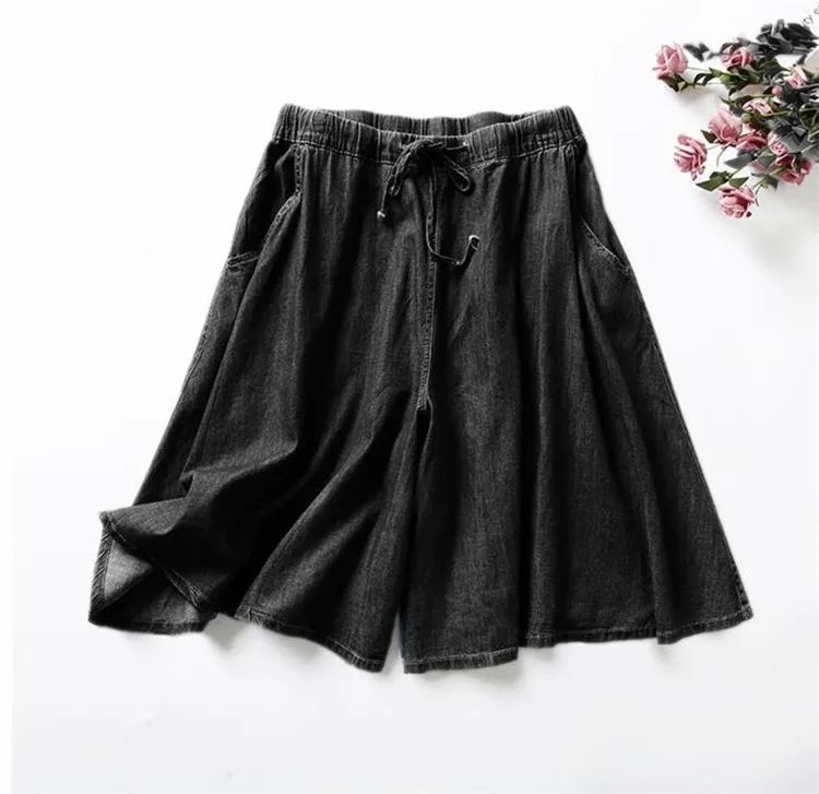 New Arrival Oversized Jeans Summer Women Casual Drowstring Shorts Skirts Girls Loose Solid Denim Short Large Size 6XL 7XL