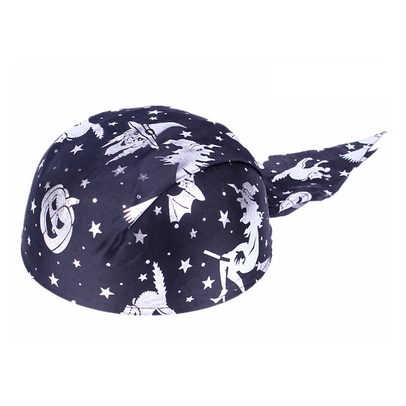 

Halloween Cosplay Accessory Fashion Round Caribbean Pirate Hat Skeletons Pattern Caps Pumpkin Carnival Cap For Adult Kids New