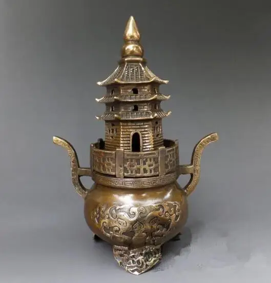 

copper light incense ornaments tower furnace incense sandalwood Home Furnishing Feng Shui decoration antique collectio