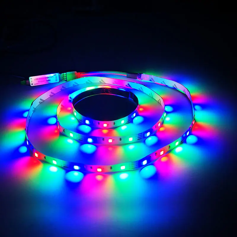 USB 5 светодио дный LED SMD 3528 3528 RGB Изменение цвета гибкая канатная лента 0,5 м-5 м для ПК лампа лента настольная ТВ ПОДСВЕТКА диода лента - Испускаемый цвет: RGB