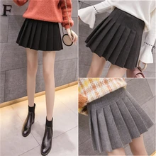 Корейский консервативный стиль, плиссированная мини-юбка трапециевидной формы с высокой талией, женские новые осенние зимние шерстяные юбки