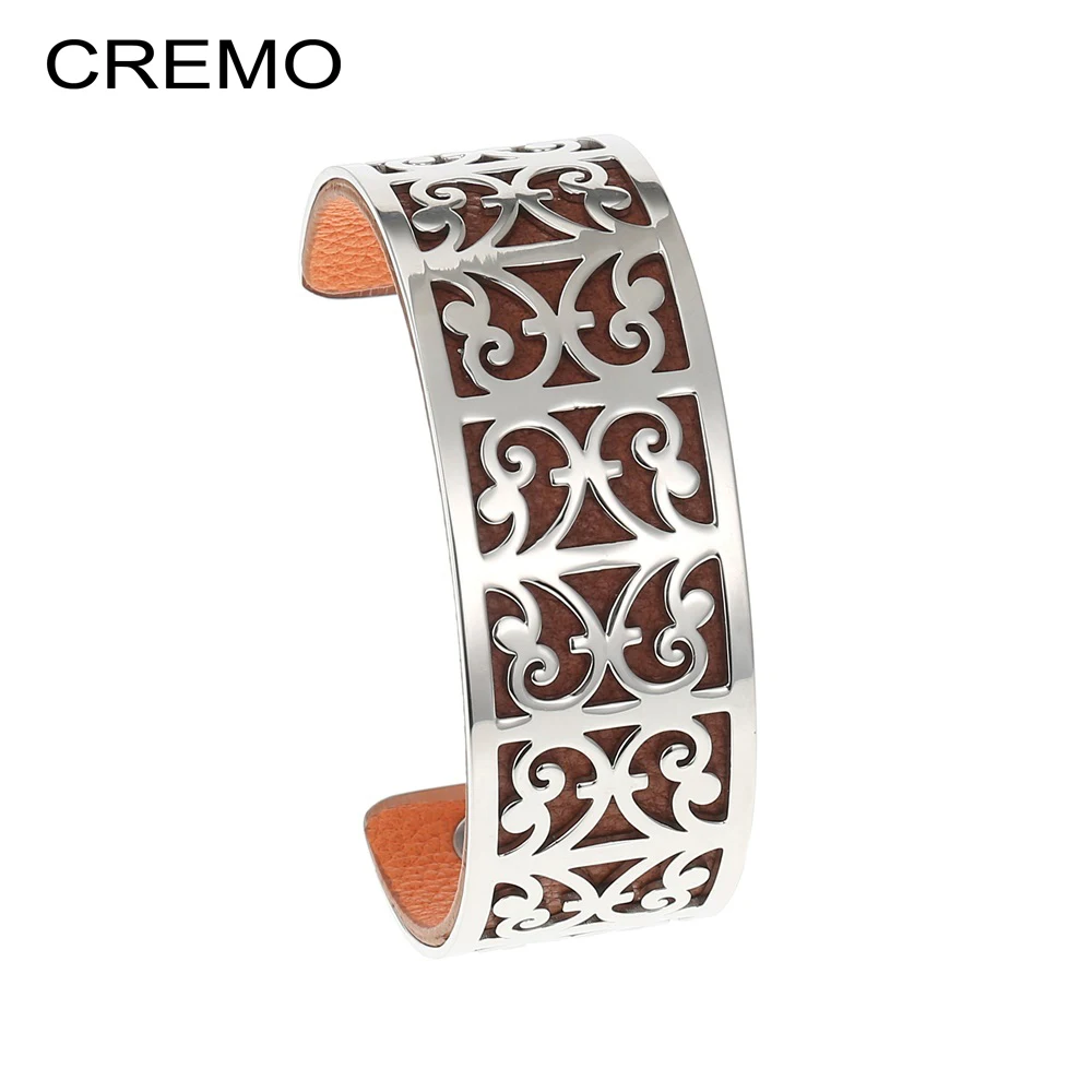 

Cremo Goat Bangles Stainless Steel Bracelet Bijoux Femme Hand Cuffs Pattern Bangle Interchangeable Arm Leather Cuff Famous Brand