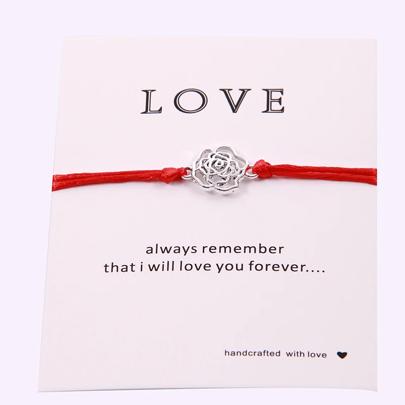 NCRHGL плетеный браслет с розой Lucky Red String браслеты Sweet Love очаровательные свадебные
