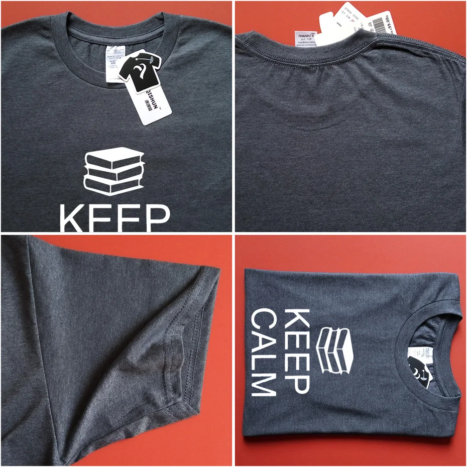 Мужская футболка с забавным принтом Keep Calm and Read модная дизайнерская коротким