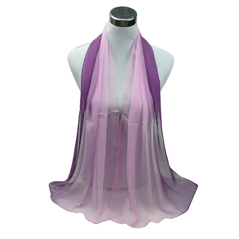 

Fashion Women Elegant Lady Chiffon Silk Scarf Summer Georgette Shawls Scarves Gradient color foulard femme
