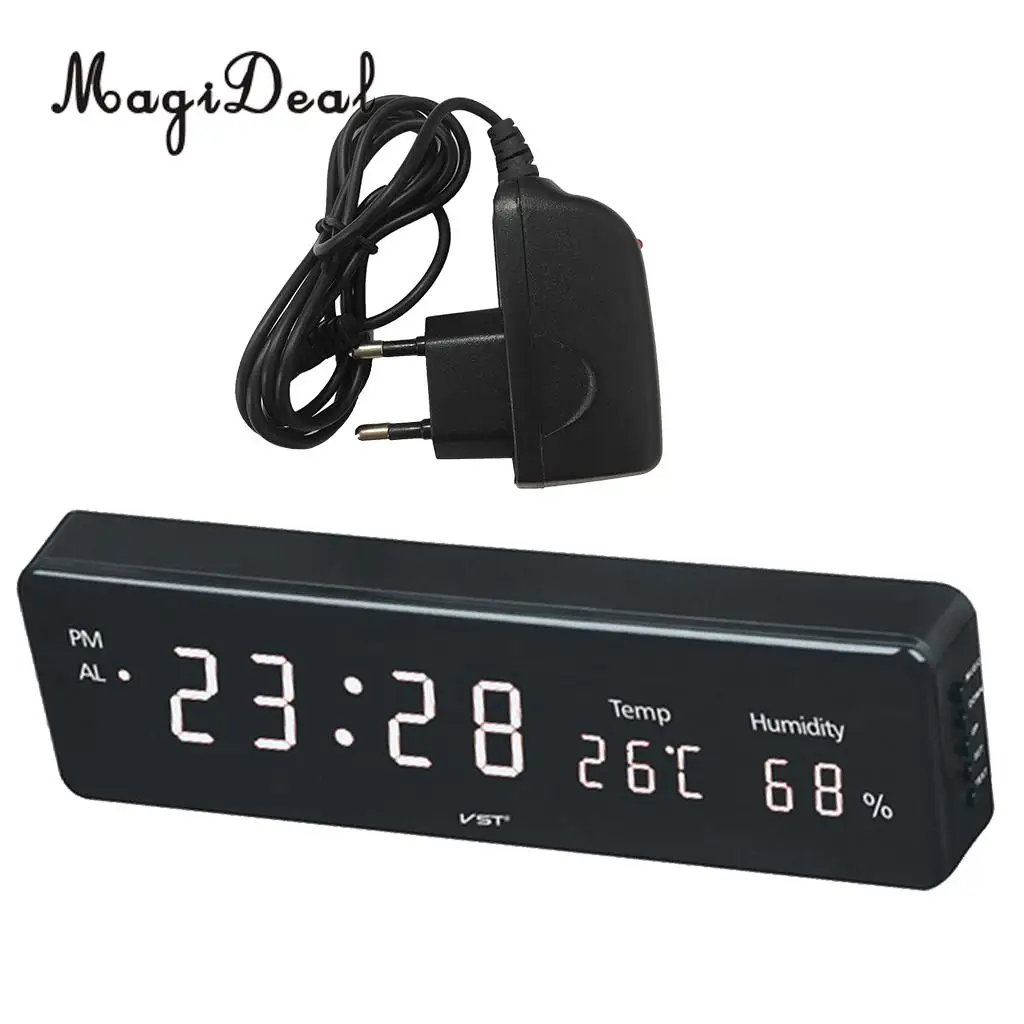 LED Digital Alarm Clock Desk Table Weather Station Desk Temperature Hygrometer Electronic Clock EU Plug