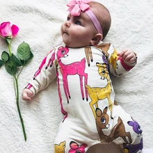 2019 Baby Rompers Christmas cute Deer Print Cotton Newborn Boys Romper Girls Clothes Infant Baby Clothing Long Sleeve Jumpsuit baby romper infant toddler boys gentlemen clothes bowknot long sleeve cotton rompers body clothing jumpsuit