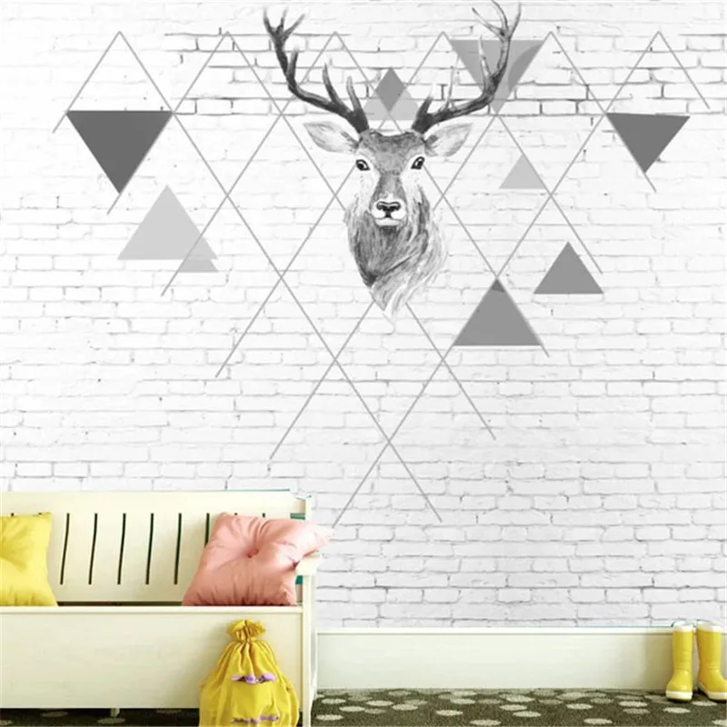 

3D Wallpaper Home Decor Living Room Wall Covering Personality Wall Mural White Brick Wall Animal Photo Wall Paper