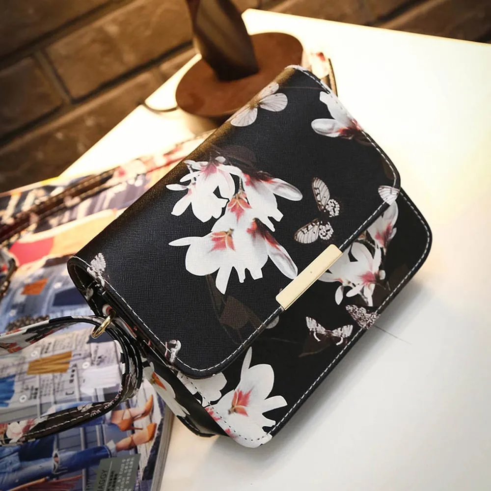 Кожаная сумка на плечо с цветочным принтом, сумка-портфель, Ретро стиль, сумка-мессенджер, известный дизайнер, клатч, сумки через плечо, сумка, черная, белая,#30