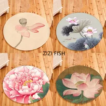 3D Пион цветок круглый ковер прикроватный коврик для спальни нескользящий коврик для ванной комнаты поворотный стул ковер коврик китайский стиль ковер с рисунком лотоса