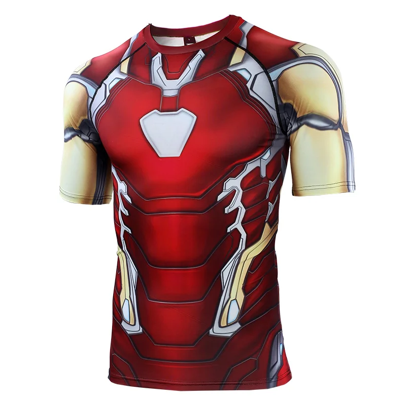 

Avengers 4 Iron Man MK85 3D Printed T shirts Men Compression Shirts Raglan Sleeve 2019 Short Sleeve Cosplay Costume Tops Male