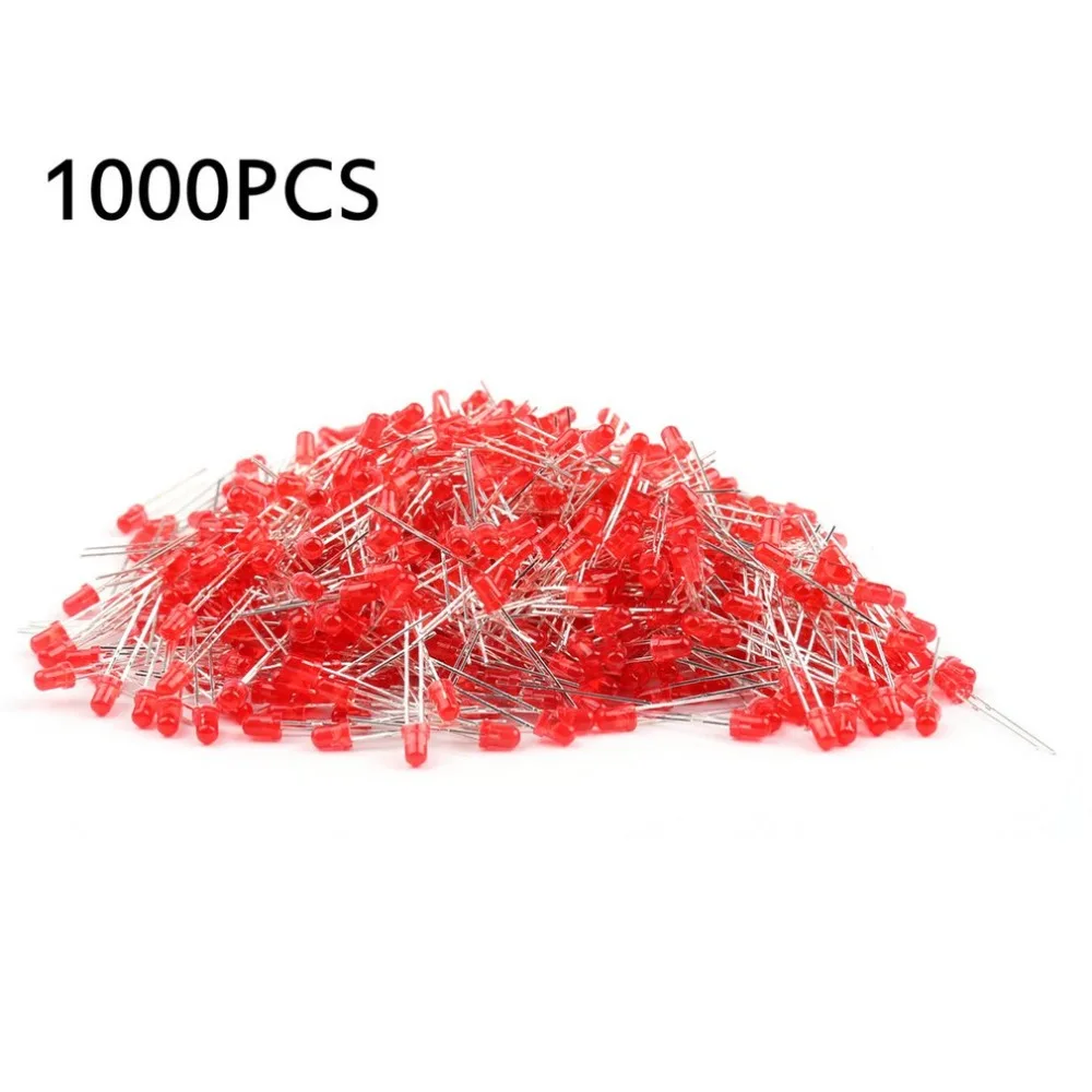 1000 PCS LED 3MM 2 Pin Round White Superbright LED Light Emitting Diode Lamp NEW