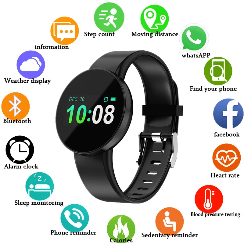 Waterproof Smart Bracelet Heart Rate Blood Pressure Oxyen Monitor Call Reminder watch Swimming Sports band | Электроника