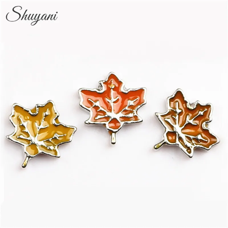 

Free shipping 20pcs/lot Mix DIY Enamel Charms, Maple Leaf Charms for Floating Glass Living Locket