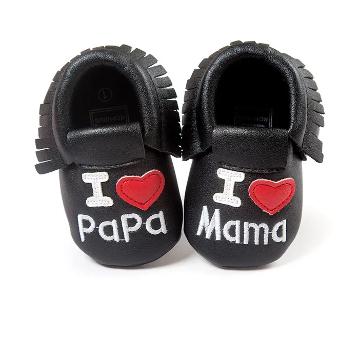 I love papa mama кожаные детские мокасины для девочек и мальчиков; популярные моксы; кроссовки; мягкая подошва; Модные кисточки; новорожденный младенец; ShoesCX120C - Цвет: Черный