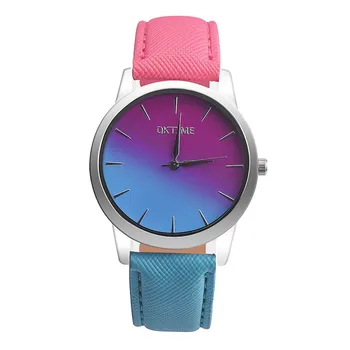 

2018 Women Fashion Luxury Watch Ladies Retro Rainbow Design Leather Band Analog Alloy Quartz Wrist Watch montre femme