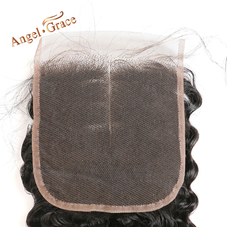 Angel Grace волосы бразильские глубокая волна Кружева Закрытие 5x5 бесплатно/средняя часть закрытие Remy человеческие волосы Закрытие 10-20 дюймов натуральный цвет