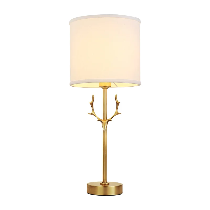 

Nordic Creative Table Lamps Full Copper Antler Modern Design for hotel foyer decoration lighting Pure handwork lamp body forge
