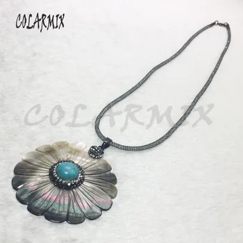 

3 pieces Shell flowers pendants necklace crystal necklace daisy flowers necklace shell jewelry for women 9404