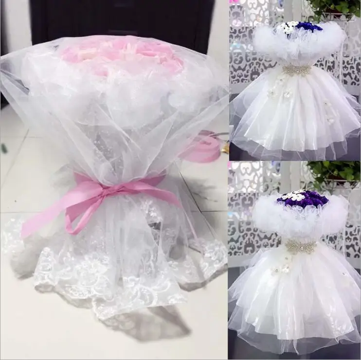 10 Pcs/lot Bridal Floral Bouquet Lace Packing Gauze Decoration DIY