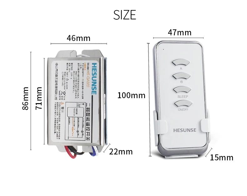 HS-QA022 1304W двухсторонний 85 V-265 V 10A Беспроводной RF пульт дистанционного управления с функцией настенного выключателя