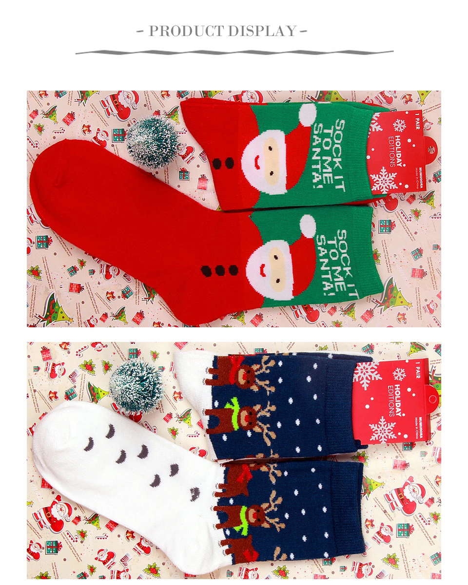 Hot sale New Arrival Women's Winter Socks Christmas Cartoon Print Long socks Christmas Gift Warm Soft Santa Claus Elk Sock (3)