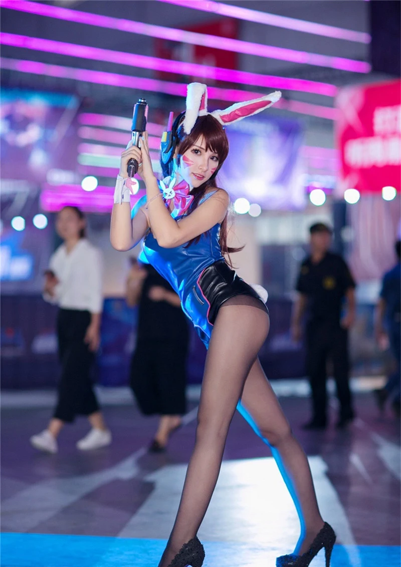 DVA кролик девушка наряд косплей D. va кролик девушка сексуальные милые вечерние костюмы качественный комбинезон из ПУ с хвостом оголовье женщин