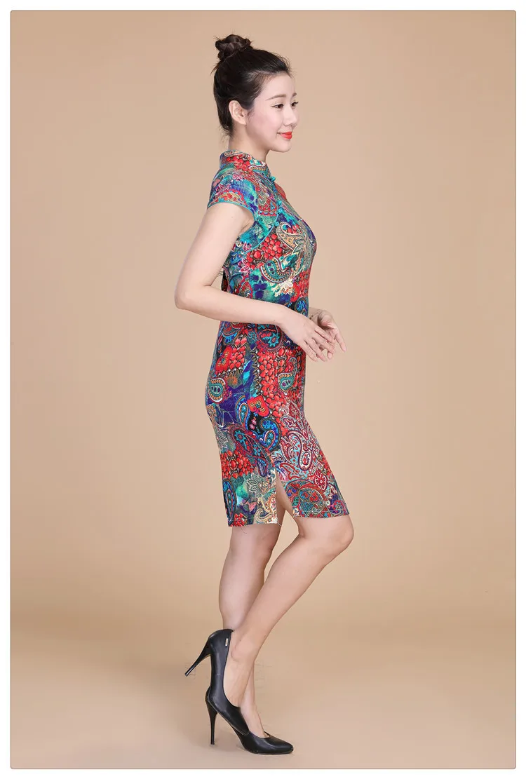 Sheng Coco женское китайское платье Ципао льняное стрейч Чонсам короткое эластичное элегантное платье в китайском стиле 5XL 4XL традиционное платье цвета C281