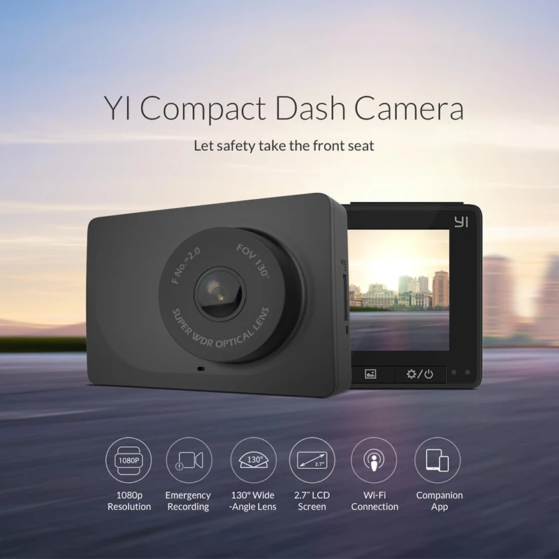 YI Compact Dash camera 1080 p Full HD Автомобильный видеорегистратор с 2 7 дюймовым ЖК экраном 130 WDR