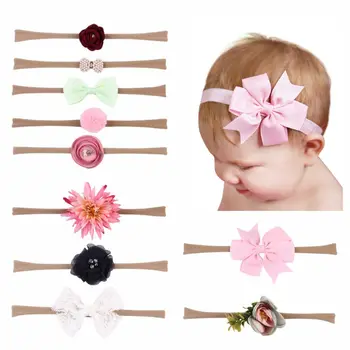 

10 Pcs/set Baby Headband Elastic Foral Girls Hair Band Lace Bow Baby Hair Accessories Newborn Photography Props