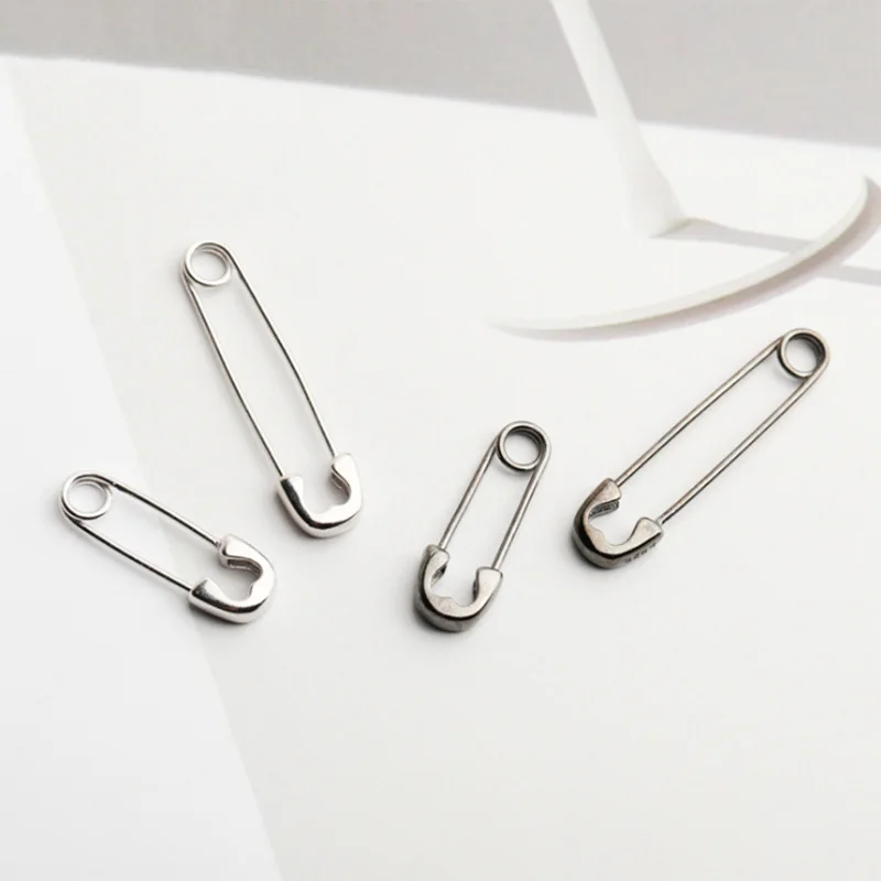 

925 Sterling Silver Personalized Pin Stud Earrings for Women Men Creative Punk Hiphop Rock Hipster Femme Couple Fashion Jewelry