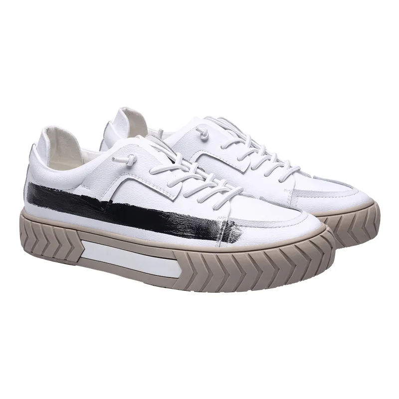 JINBEILEE Men's Skateboard Shoes Breathable Small White Flat with Wear - Resistant Men's Large Size Shoes with Thick Soles JINBEILEE Men's Skateboard Shoes Breathable Small White Flat with Wear - Resistant Men's Large Size Shoes with Thick Soles
