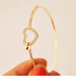 Золотые браслеты сердце из горного Хрусталя Браслет-манжета ювелирный браслет bracciali Donna #2415