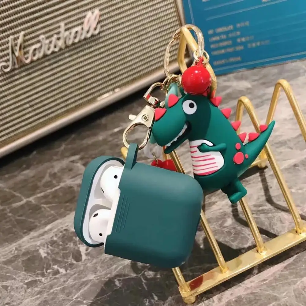 

Dinosaur Decoration Key Ring Case Cover For Airpods Pro Earphone Case Soft Silicone shell Bluetooth Headphone Cover For Air Pods