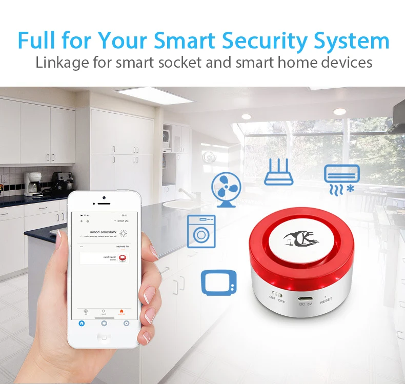 Беспроводной Wi Fi сигнализации домашняя сигнализация наборы сирен iOS Android Smart Life приложение Управление работает с IP камера