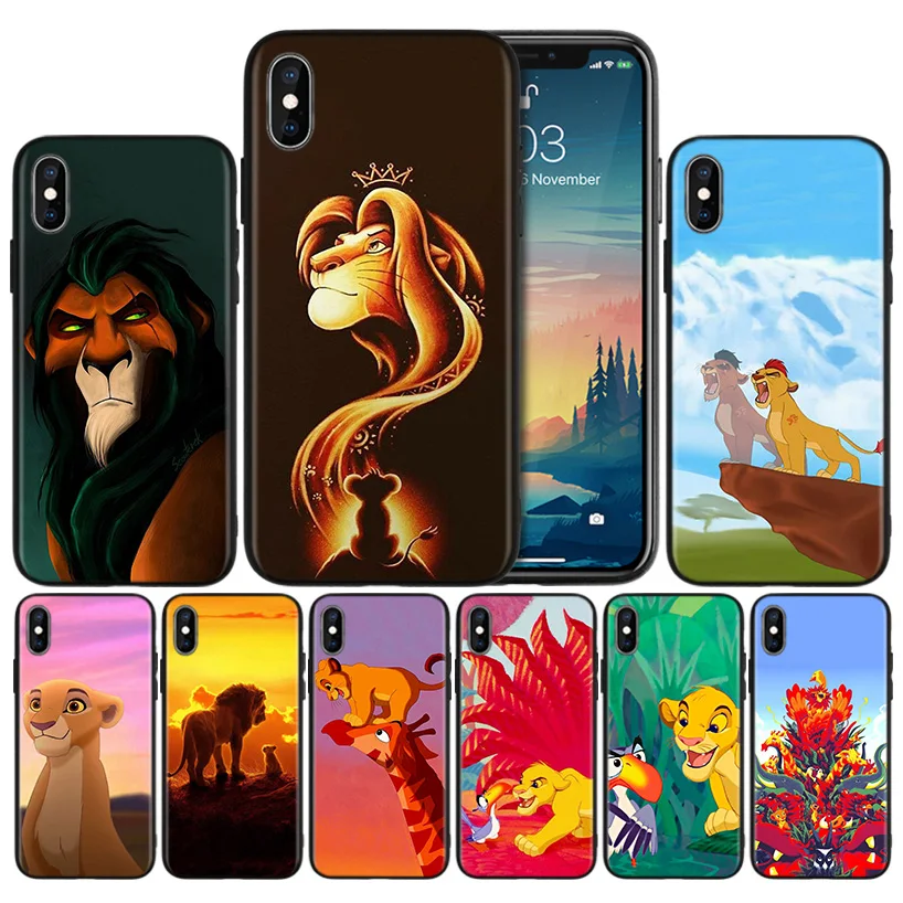 

Lion King Soft Black Silicone Case Cover for iPhone 7 8 XS Max XR X 6 6S 5 5C 5S SE Plus Back Protective