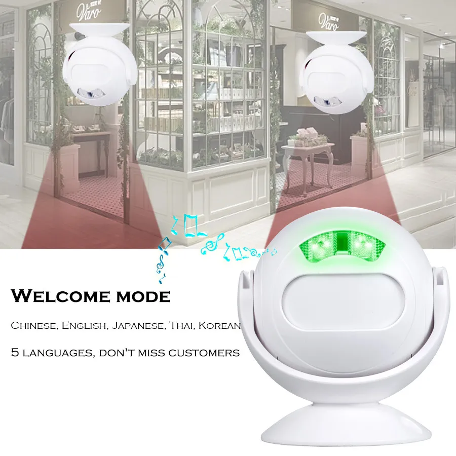 SMATRUL Wireless Doorbell Welcome IR Infrared motion sensor Alarm Cute mini home shop Door Bell Chime night light Deaf 2.1