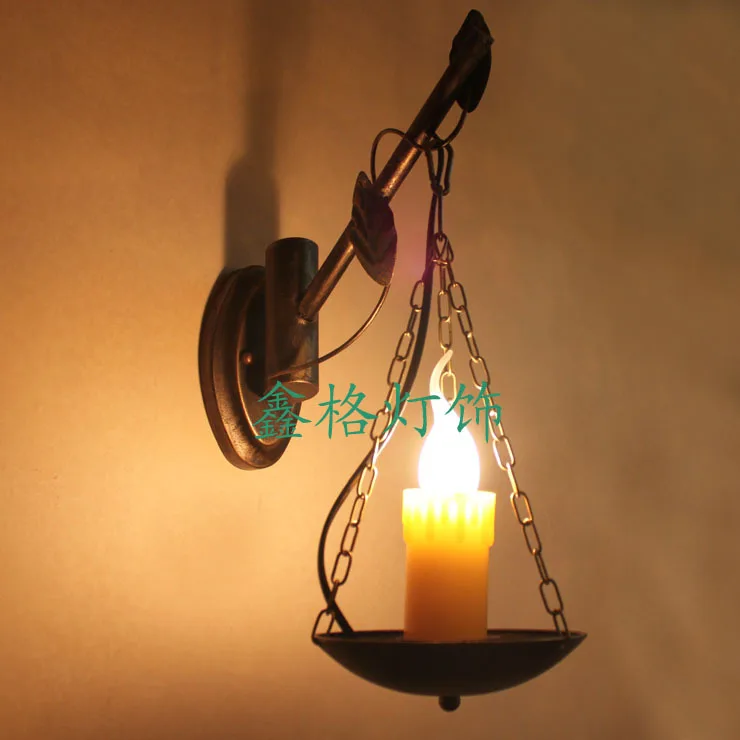 European creative personality retro nostalgic American country antique wrought iron wall sconce Mediterranean diffuse GY309 European creative personality retro nostalgic American country antique wrought iron wall sconce Mediterranean diffuse GY309