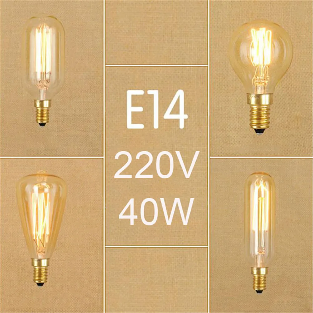 220 В 230 В 240 В Винтаж 40 Вт E14 Edison ЛАМПЫ Ретро накаливания винт лампы G45 T25 ST48 T45 E14 ламп накаливания - изображение