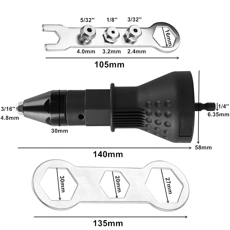 Электрический заклепки пистолет гайка, заклепка адаптер Riveting инструмент с 50 шт. заклепка Дрель адаптер вставить гайка Мощность инструмент